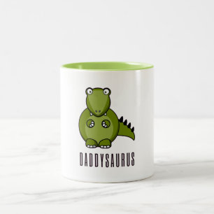 Dinosaur Daddysaurus Daddy Vathers Day Familienges Zweifarbige Tasse