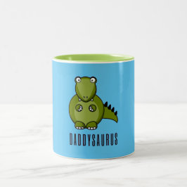 Dinosaur Daddysaurus Daddy Vathers Day Familienges Zweifarbige Tasse