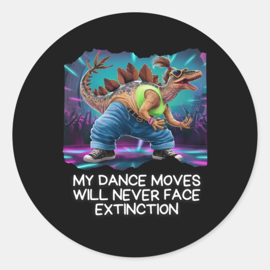 Dinosaur Dance Funny Dancing Dino  Runder Aufkleber (Vorderseite)