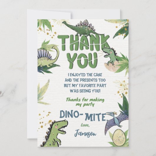 Dinosaur Danke, Card Einladung (Vorderseite)