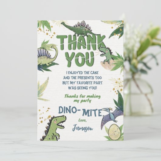 Dinosaur Danke, Card Einladung (Stehend Vorderseite)