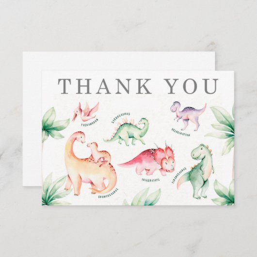 Dinosaur Danke Karte (Vorne/Hinten)
