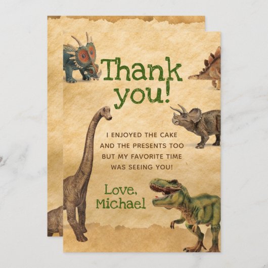 Dinosaur Danke, Karten, danke, dass Sie Notizen ma (Vorne/Hinten)