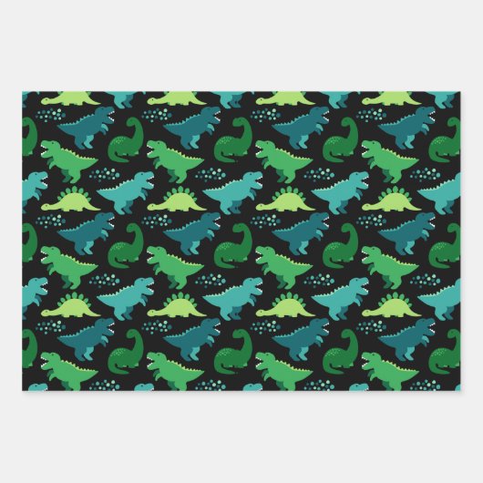 Dinosaur Delight Wrapping Paper Set - Spaß und Fes Geschenkpapier Set (Vorderseite)
