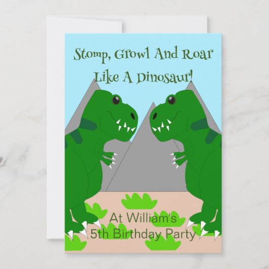 Dinosaur Design Children's Birthday Party Einladung (Vorderseite)