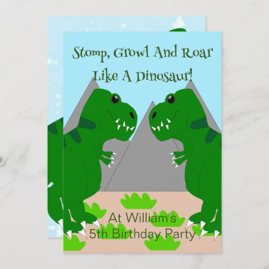 Dinosaur Design Children's Birthday Party Einladung (Vorne/Hinten)