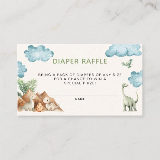 Dinosaur Diaper Raffle Baby Dusche Begleitkarte (Vorderseite)