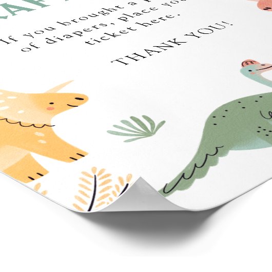Dinosaur Diaper Raffle Poster (Ecke)