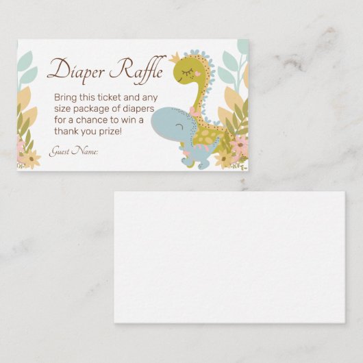 Dinosaur Diaper Raffle Ticket Enclosure Card Begleitkarte (Vorne/Hinten)