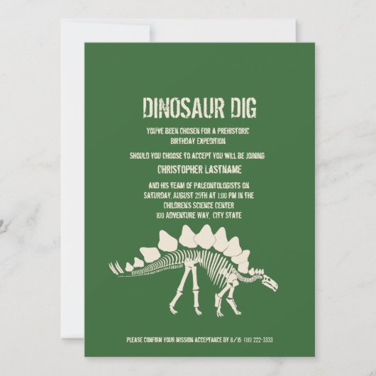 Dinosaur Dig Birthday Einladung (Vorderseite)