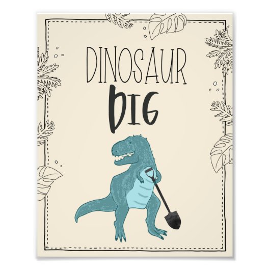 Dinosaur Dig Birthday Sign Fotodruck (Vorne)
