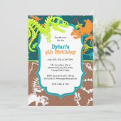 Dinosaur Dig Geburtstagspartei Einladung (Stehend Vorderseite)