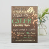 Dinosaur Dig Paleontologin Birthday Einladung (Stehend Vorderseite)