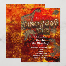 Dinosaur Dig Red Rock Fossils Geburtstagseinladung Einladung