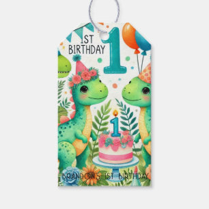Dinosaur Dino 1. Geburtstags-Party Geschenkanhänger