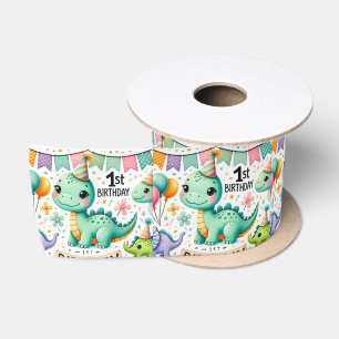Dinosaur Dino 1. Geburtstags-Party Satinband