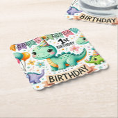Dinosaur Dino 1. Geburtstags-Party Untersetzer (angewinkelt)