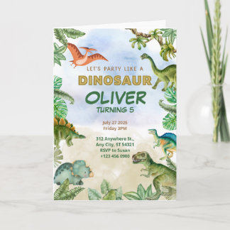Dinosaur Dino 5. Geburtstag Einladung Faltkarte