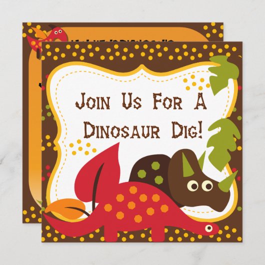 Dinosaur Dino Dig Einladungen zum Geburtstag (Vorne/Hinten)