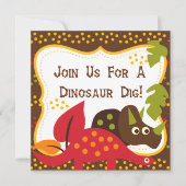 Dinosaur Dino Dig Einladungen zum Geburtstag (Vorderseite)