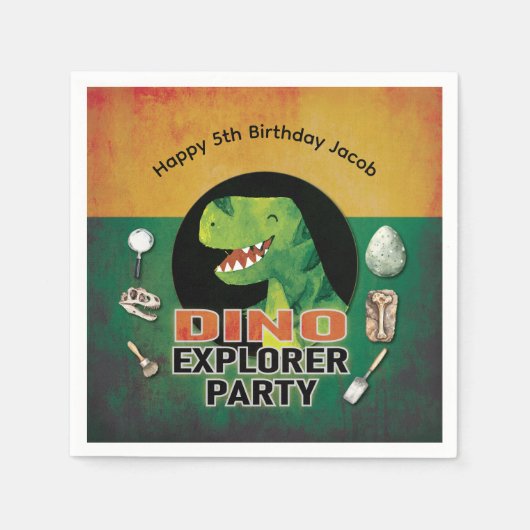 Dinosaur Dino Explorer Geburtstagsfeier Serviette (Vorderseite)