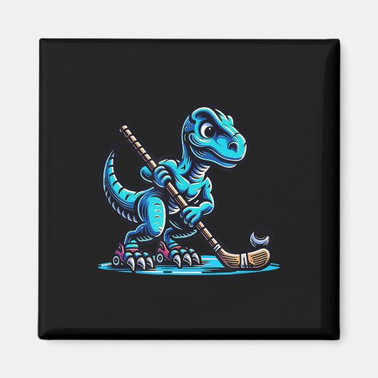 Dinosaur Dino Feldhockeyspieler Team Magnet (Vorne)