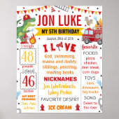 Dinosaur Dino Feuerwehrauto Geburtstag 1069 Poster (Vorne)