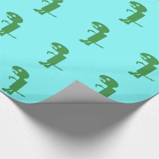 Dinosaur Dino, Green Blue Digital Kids Art Geschenkpapier (Ecke)