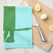 Dinosaur Dino, Green Blue Digital Kids Art Geschirrtuch (Viertel Falte)