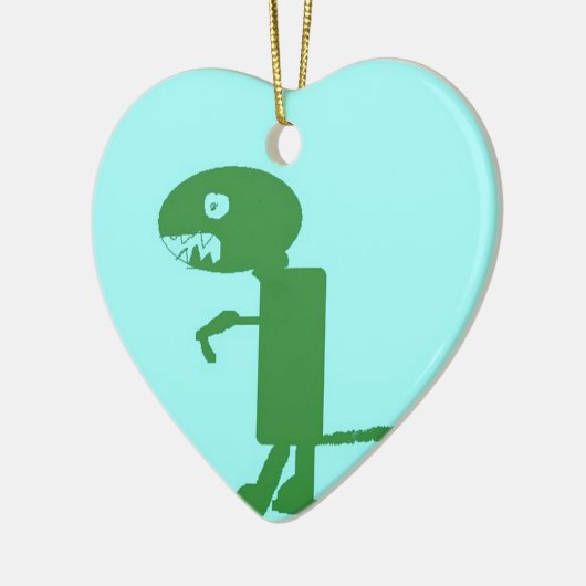 Dinosaur Dino, Green Blue Digital Kids Art Keramikornament (Links)