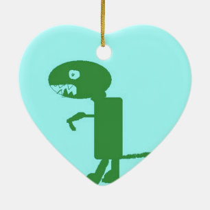 Dinosaur Dino, Green Blue Digital Kids Art Keramikornament