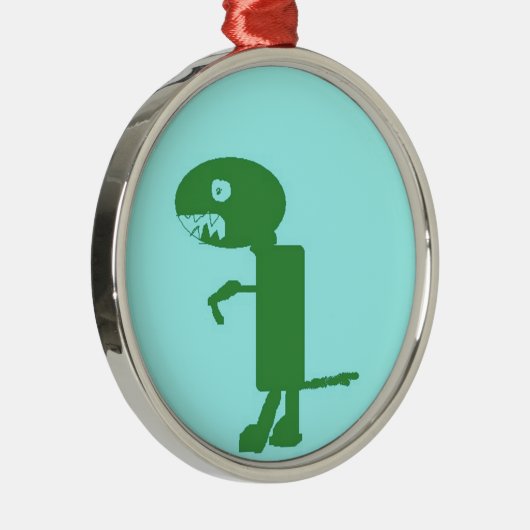 Dinosaur Dino, Green Blue Digital Kids Art Ornament Aus Metall (Rechts)