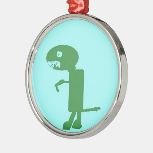 Dinosaur Dino, Green Blue Digital Kids Art Ornament Aus Metall (Links)