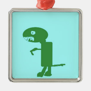 Dinosaur Dino, Green Blue Digital Kids Art Ornament Aus Metall