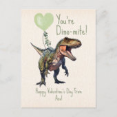 Dinosaur Dino-mite Green Classroom Valentine Foto Postkarte (Vorderseite)