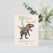 Dinosaur Dino-mite Green Classroom Valentine Foto Postkarte (Stehend Vorderseite)