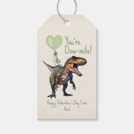 Dinosaur Dino-mite Green Classroom Valentine Geschenkanhänger