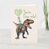 Dinosaur Dino-mite Green Classroom Valentine Karte (Vorderseite)