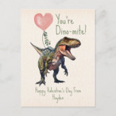 Dinosaur Dino-mite Klassenzimmer Valentine Postkarte (Vorderseite)