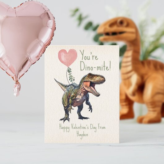 Dinosaur Dino-mite Klassenzimmer Valentine Postkarte