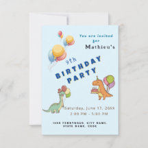 Dinosaur Dino-Party Kinder Geburtstag blau lustig