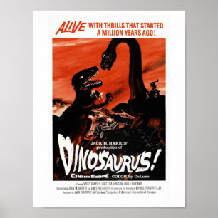 Dinosaur, Dino, Saurus Vintag Retro Cinema Poster