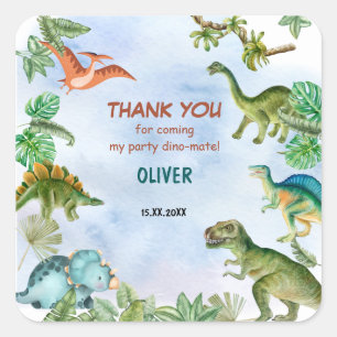 Dinosaur Dino T-rex Geburtstagsgeschenk Vielen Dan Quadratischer Aufkleber