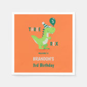 Dinosaur Drei Rex 3. Geburtstag Serviette (Vorderseite)