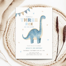 Dinosaur Drei Rex 3. Geburtstagseinladung Jungen