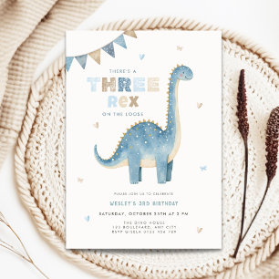 Dinosaur Drei Rex 3. Geburtstagseinladung Jungen Einladung