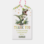 Dinosaur Drei Rex 3. Geburtstagsfeier Geschenkanhänger (Vorderseite)