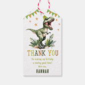 Dinosaur Drei Rex 3. Geburtstagsfeier Geschenkanhänger (Rückseite)