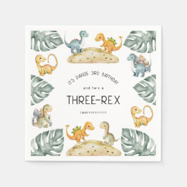 Dinosaur Dritter Geburtstag Drei-Rex-Party Serviette