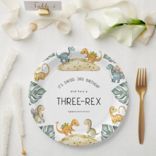 Dinosaur Dritter Geburtstag Three-Rex Party Pappteller